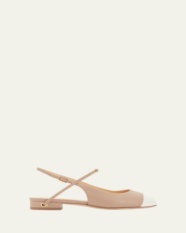 Mattia Bicolor Leather Slingback Ballerina Flats